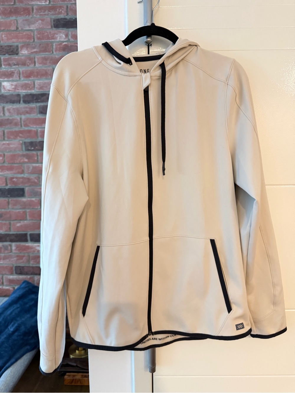 RHODE - Light Beige Hoodie Jacket with Black Trim - Size M